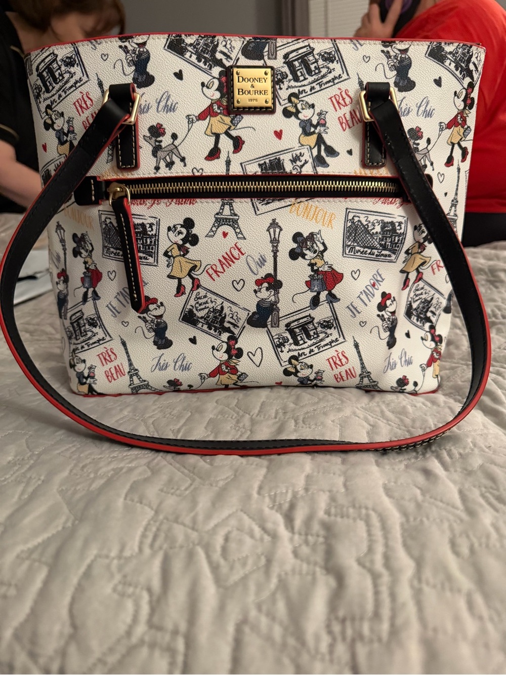 Dooney & Bourke White/Black/Red Minnie Mouse Paris Print Tote